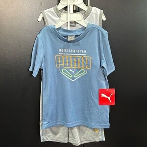 PUMA  3 pc.-set performance tee, muscle tee and elastic waist Puma Logo shorts